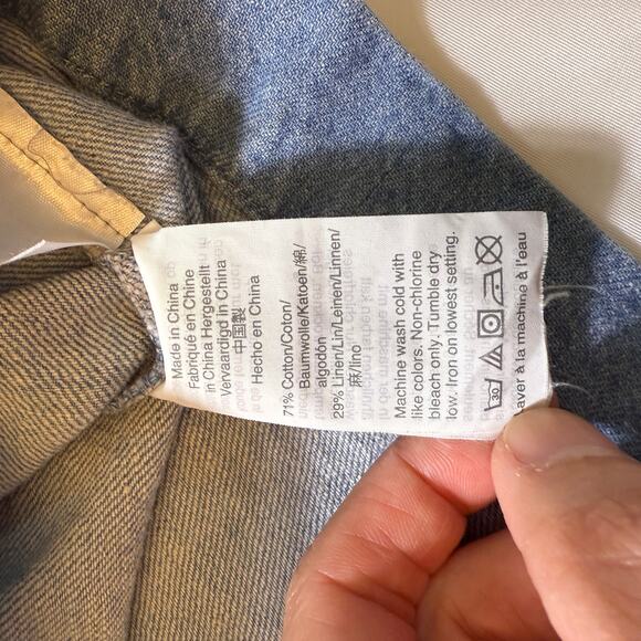 Madewell Blue Denim Popover Swing Dress Newsom Wash Linen Cotton Blend Sz Small - Picture 10 of 10